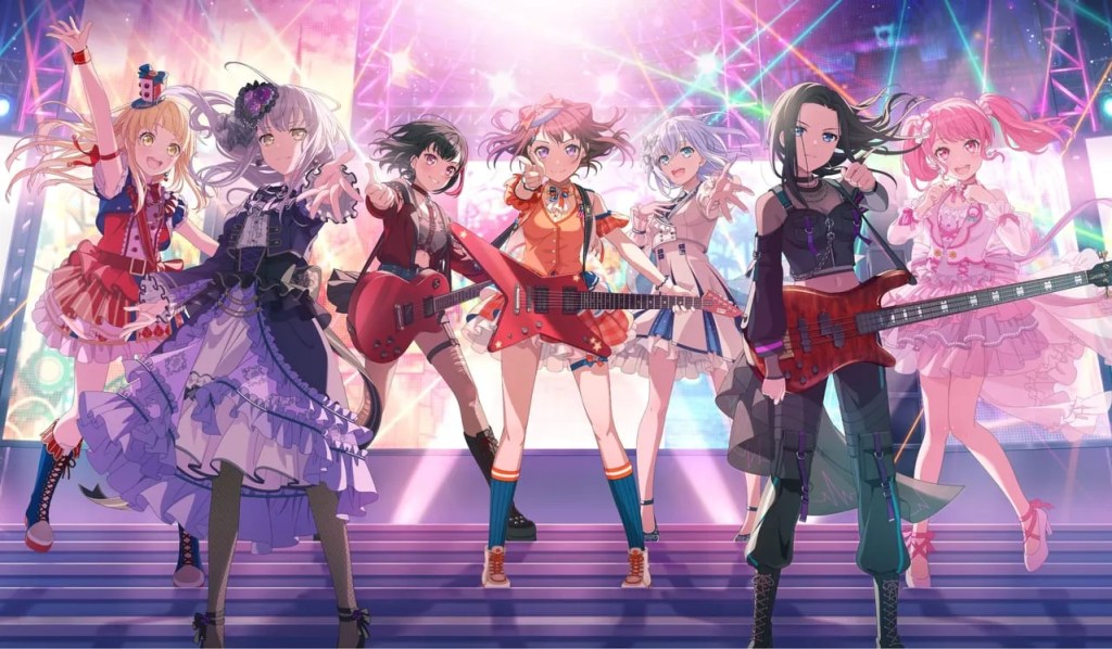 7つのガールズバンドのメンバーたちが集合したビジュアル