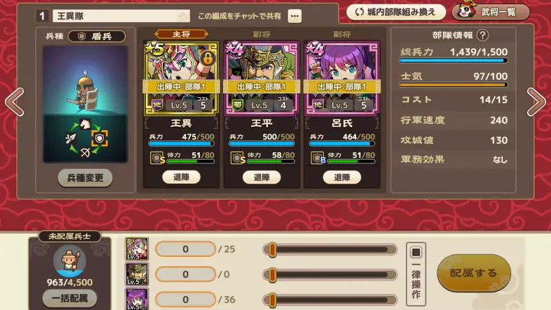 ブラウザ三国志 天の武将一覧画面