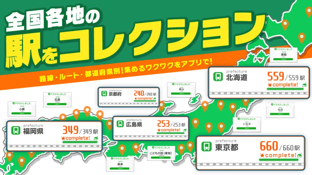 全国各地の駅をコレクションしていく達成感