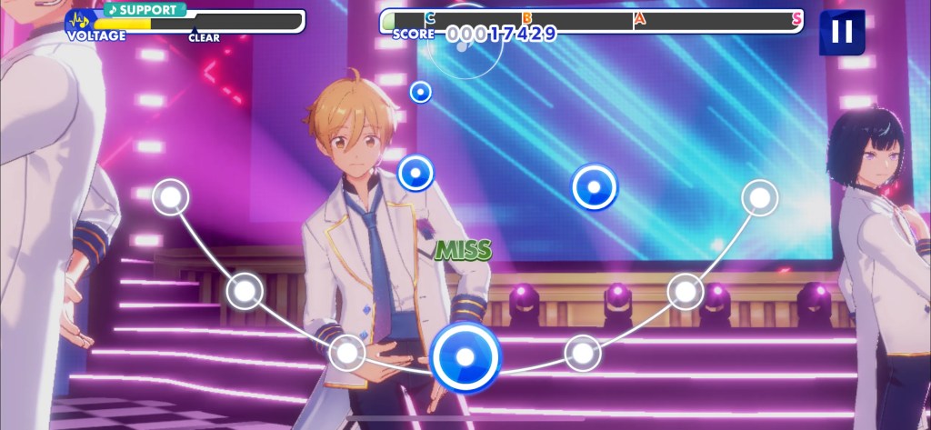 リズムゲームのプレイ画面